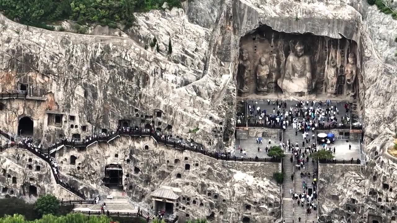 【合集】洛阳龙门石窟大佛视频素材