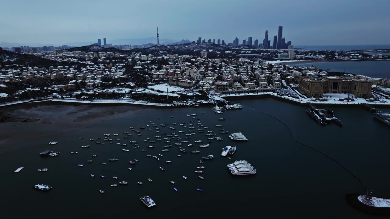 青岛城市雪景视频下载