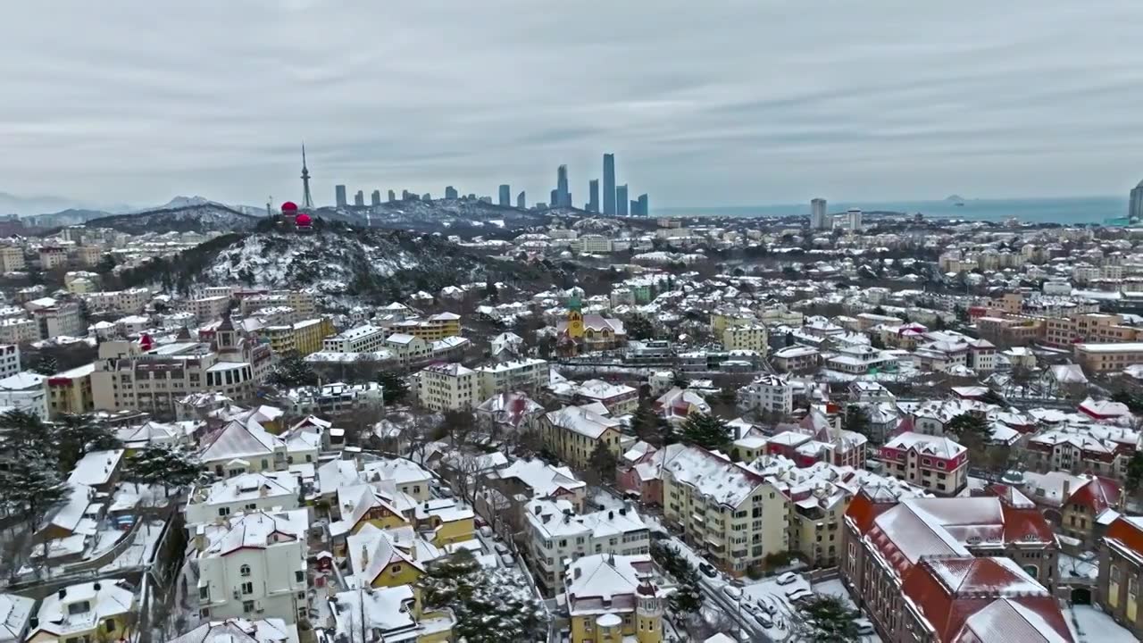 雪后的老城区景色视频下载