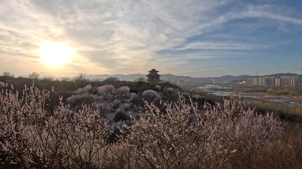 北京桃花谷落日云霞视频下载