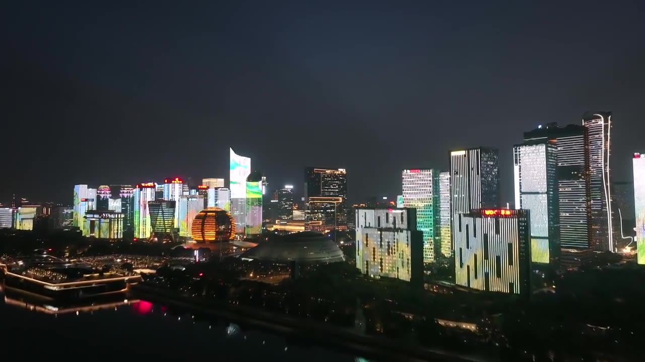 杭州 城市夜景 CBD地标视频素材