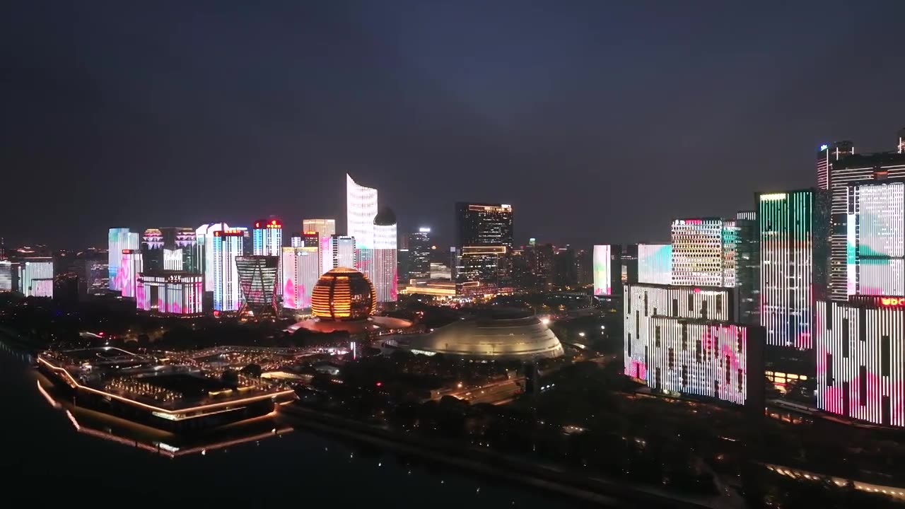 杭州都市夜景 灯光秀视频素材