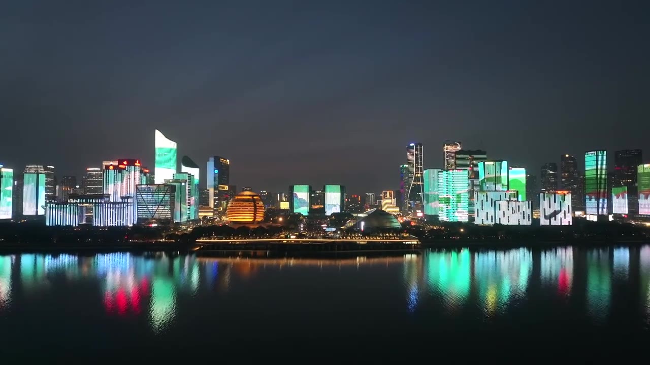 杭州CBD夜景 城市天际线视频素材