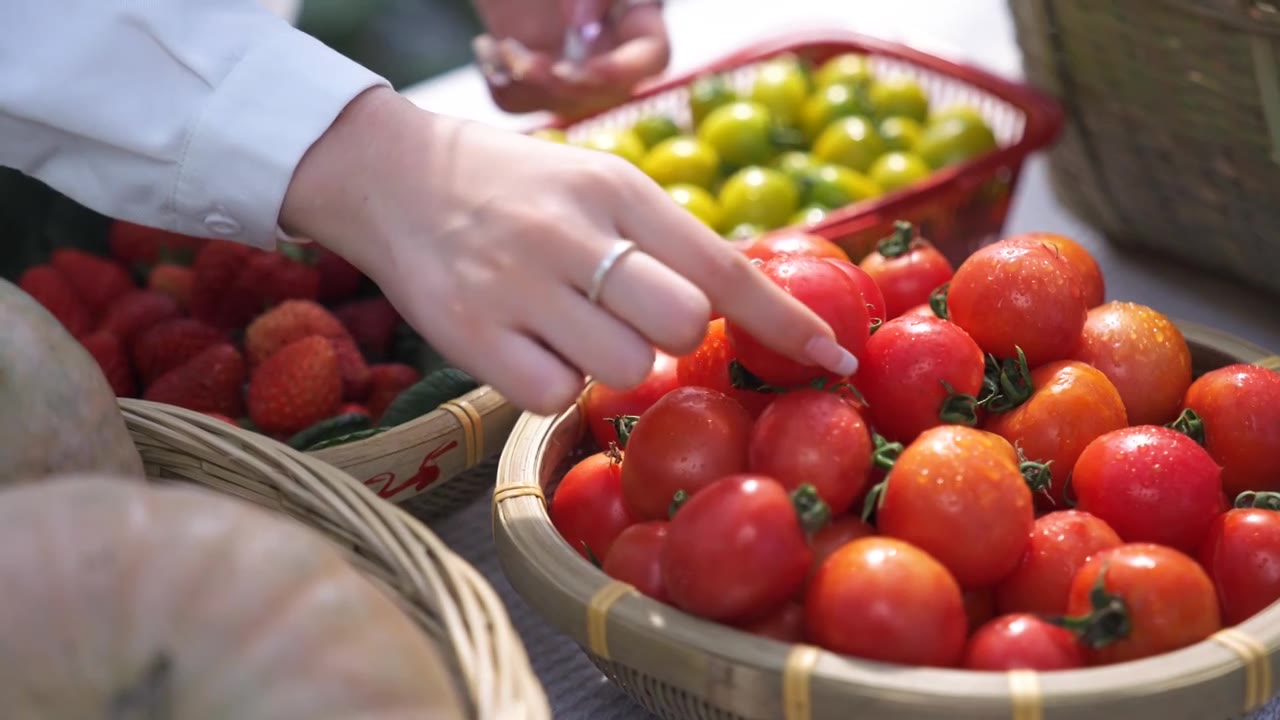 一个女孩子为农产品电商直播带货视频素材