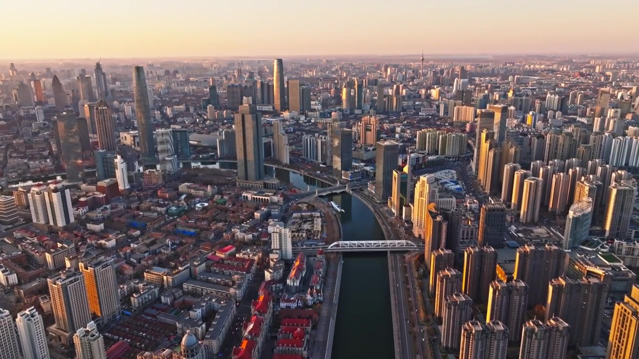 天津城市风光航拍视频素材