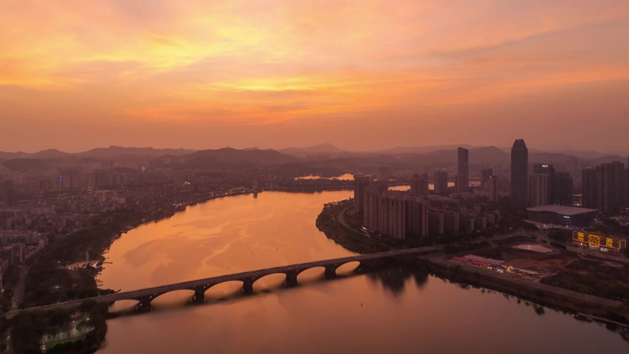 航拍广东惠州城市夜景视频素材