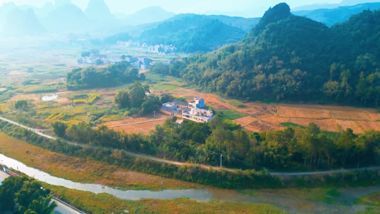 喀斯特地貌日出航拍合集 英西峰林走廊/乡村美景/乡村振兴/自然风光/祖国山河壮丽/田园风光/日出日落视频素材