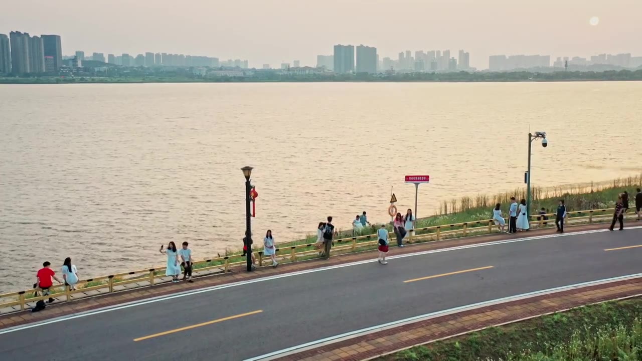 长沙松雅湖自然风光航拍视频素材