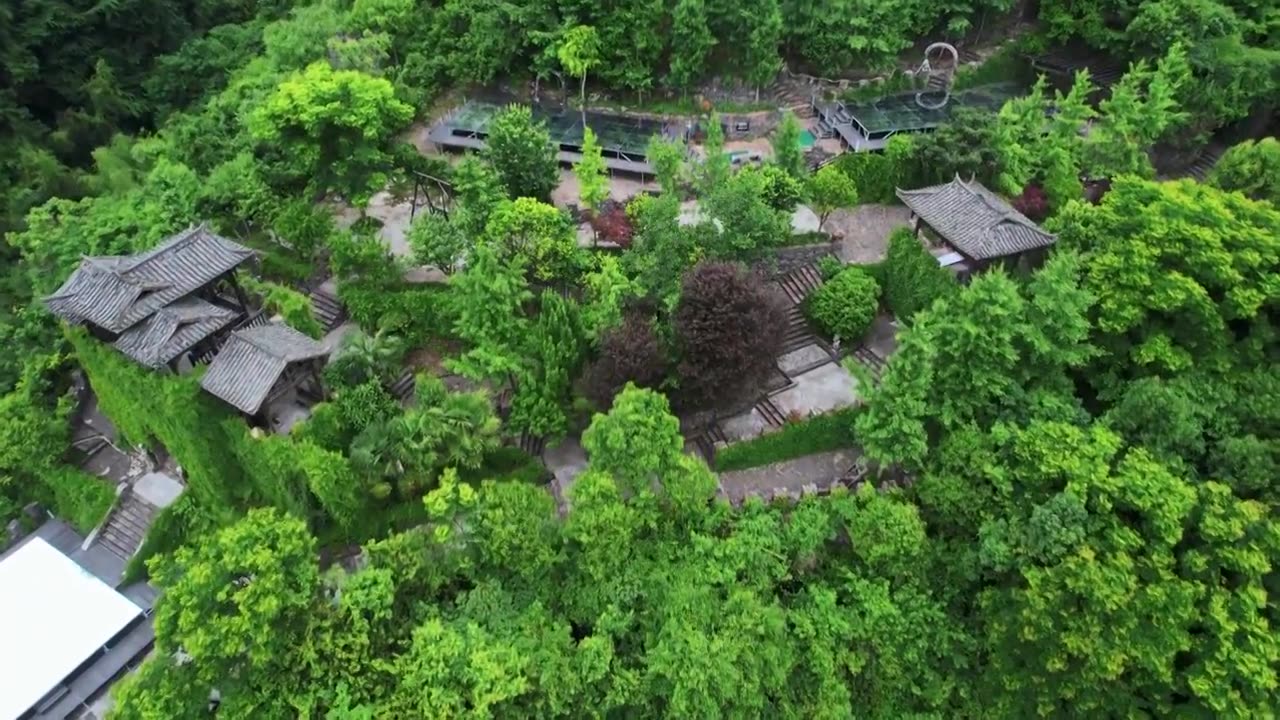 航拍湖北宜昌旅游长江三峡乡村村落视频素材