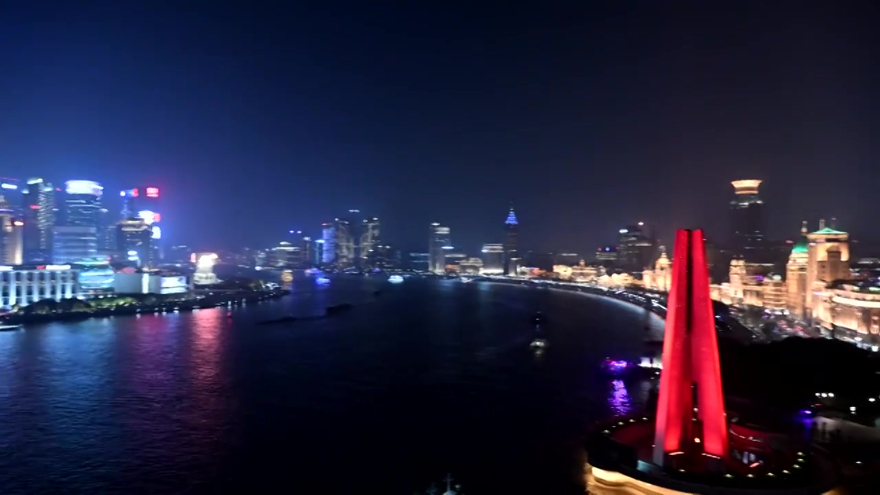 陆家嘴外滩黄浦江苏州河环绕夜景视频下载