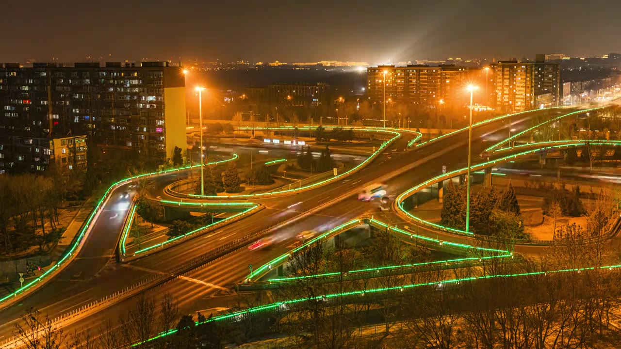 北京玉蜓夜晚车流道路延时视频素材