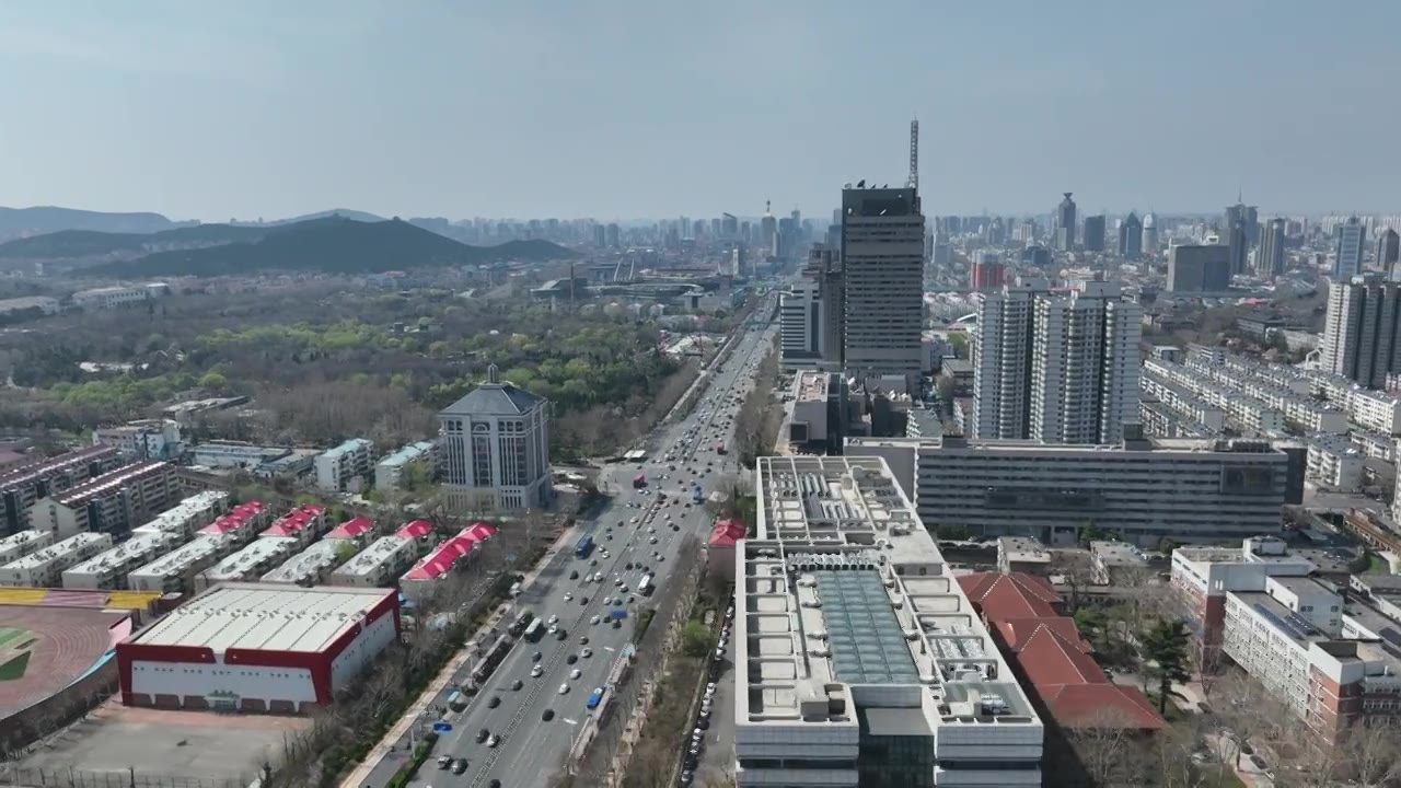 中国山东济南城市风光航拍 山东大学（千佛山校区） 济南泉城公园 山东广播电视台视频素材