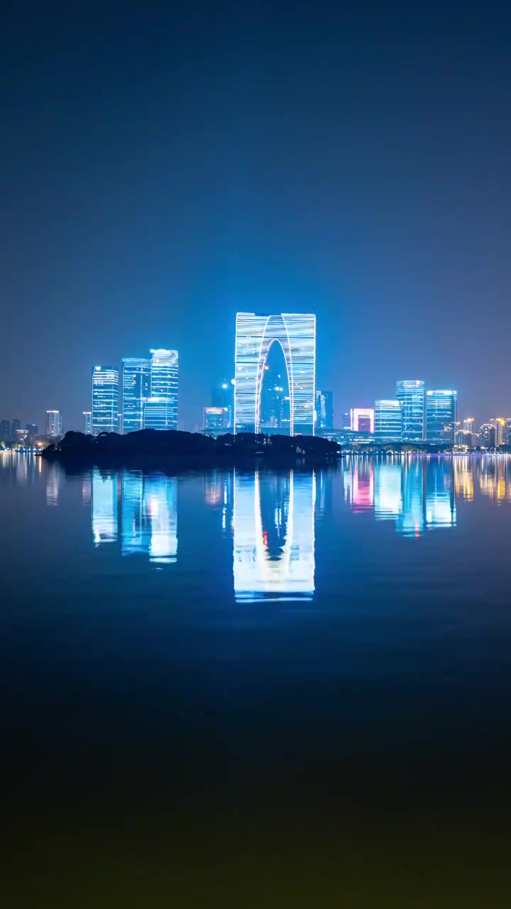 苏州东方之门夜景视频素材