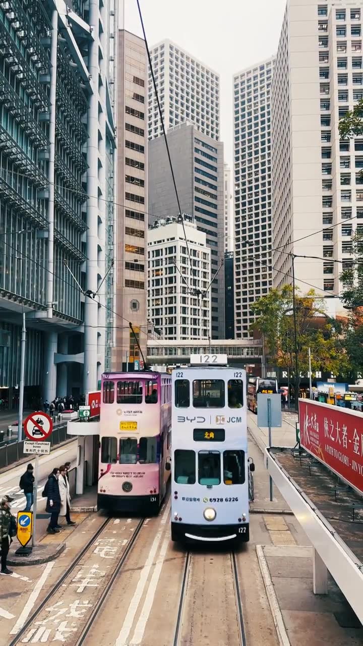 香港街拍叮叮车视频素材