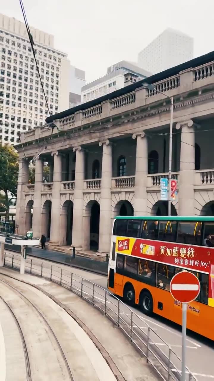 香港街拍叮叮车视频素材