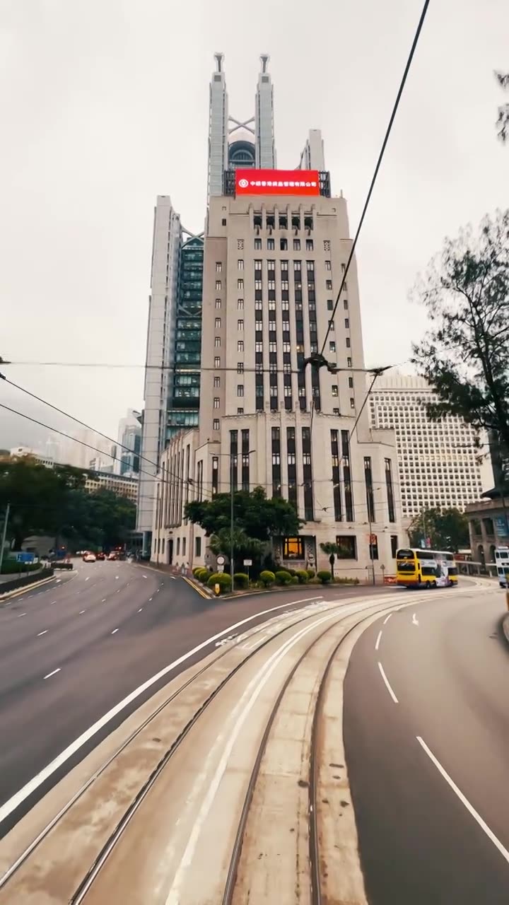 香港街拍叮叮车视频素材