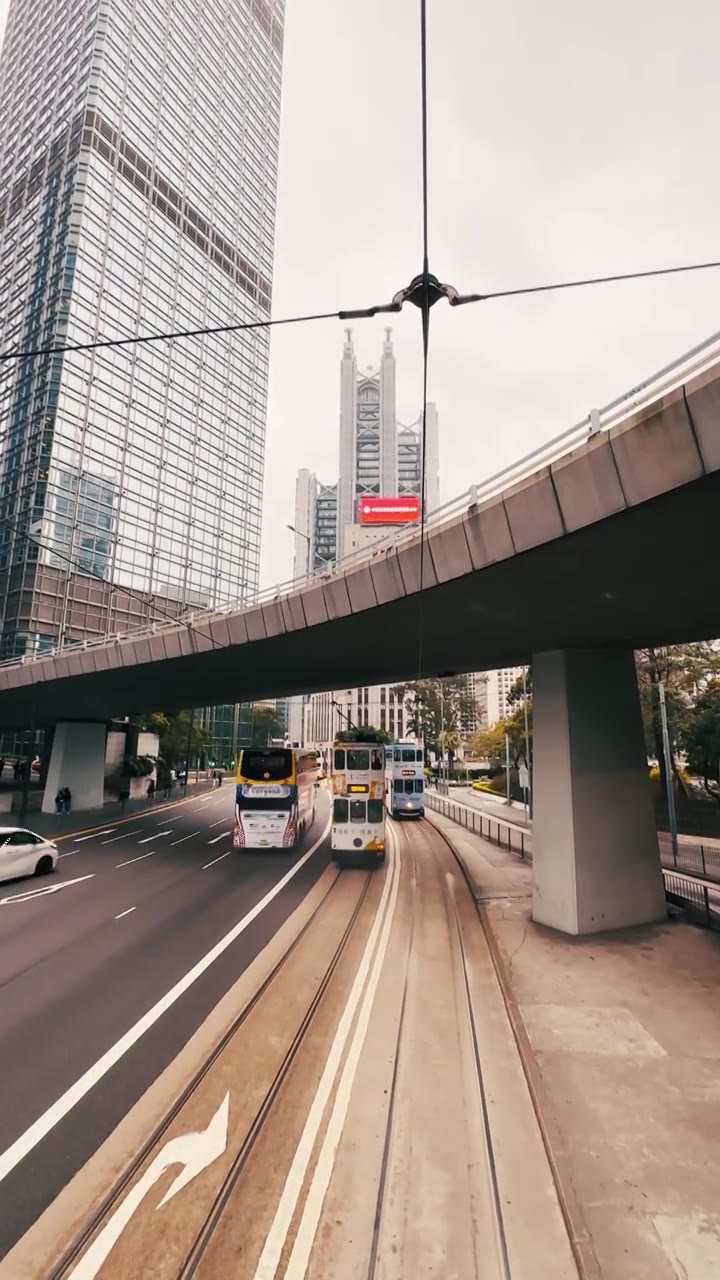 香港街拍叮叮车视频素材