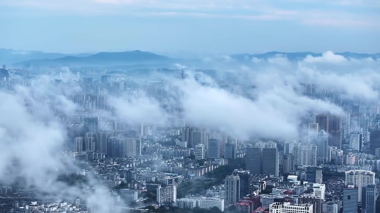 城市云海山水墨画（福州）视频素材