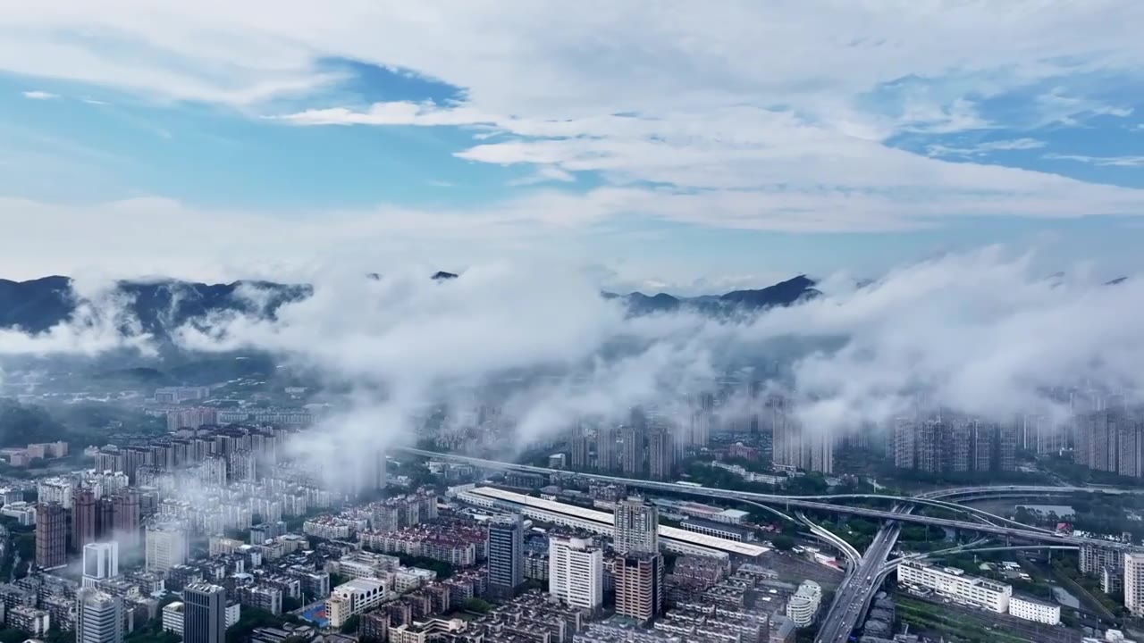 城市云海山水墨画（福州）视频素材