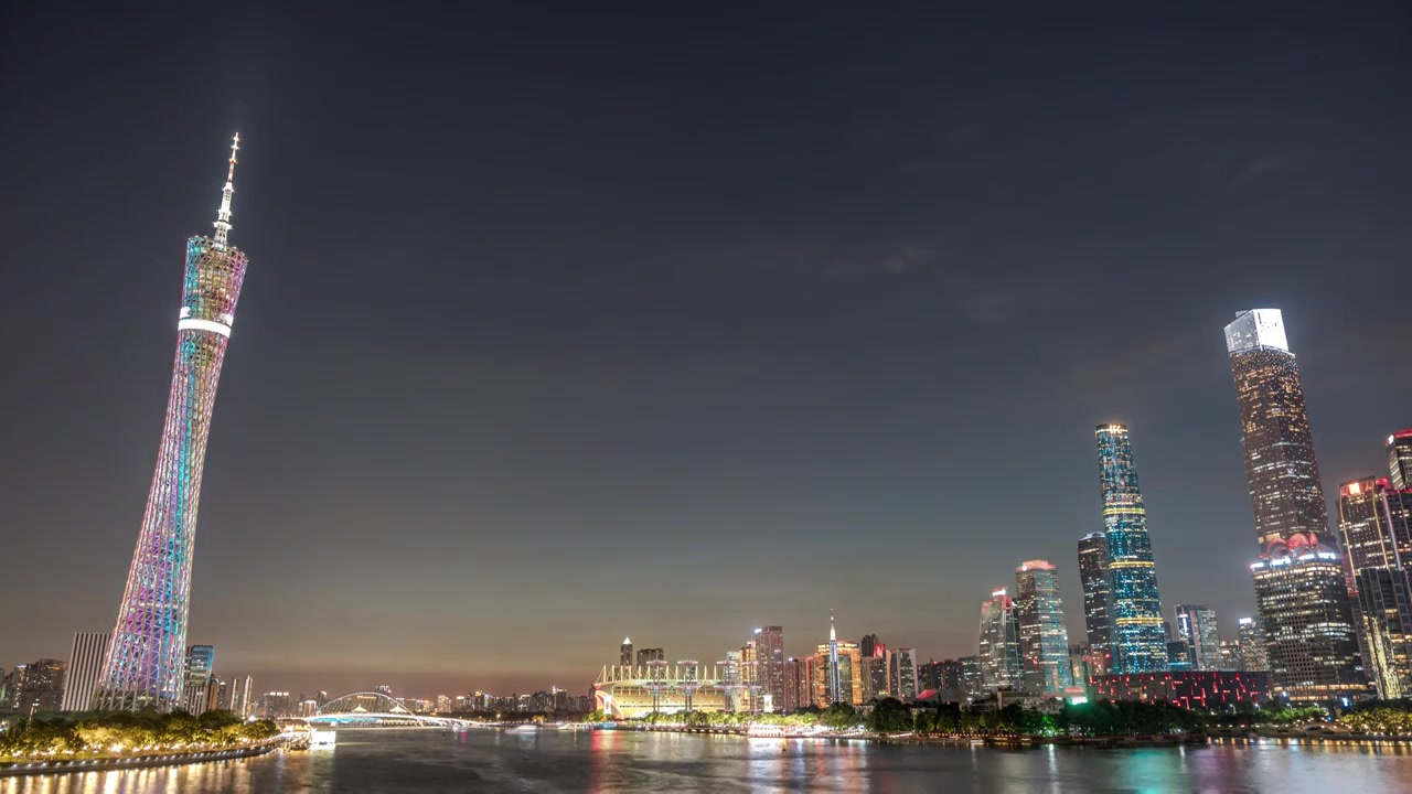 广州塔和珠江新城城市夜景视频素材