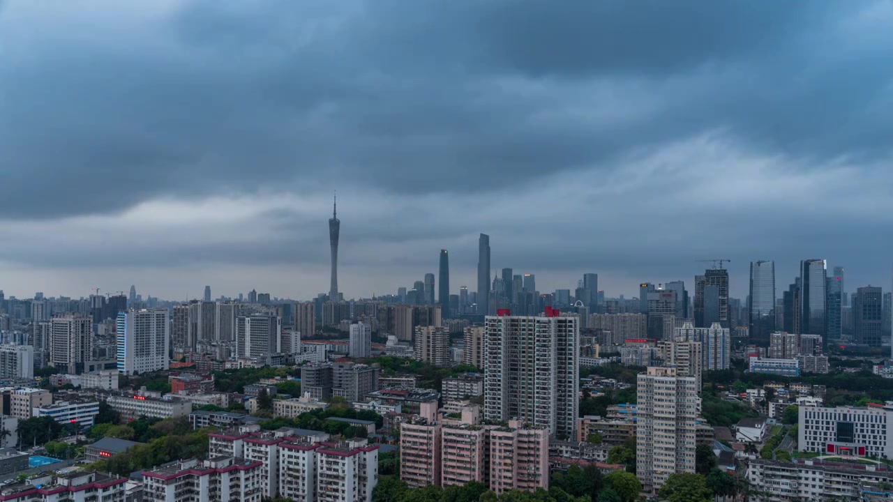 广州珠江新城阴雨天视频素材