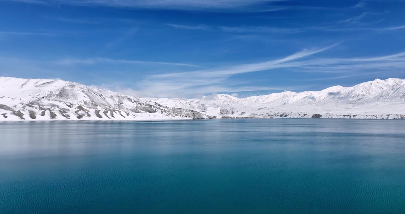 新疆帕米尔高原昆仑雪山白沙湖航拍视频素材