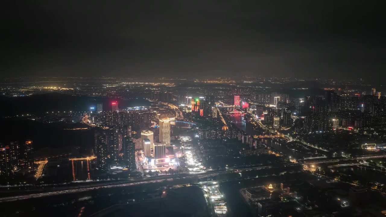 航拍广州南沙金茂湾灵山岛尖夜景延时视频素材