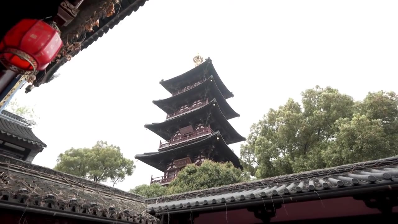 寒山寺普明宝塔视频素材