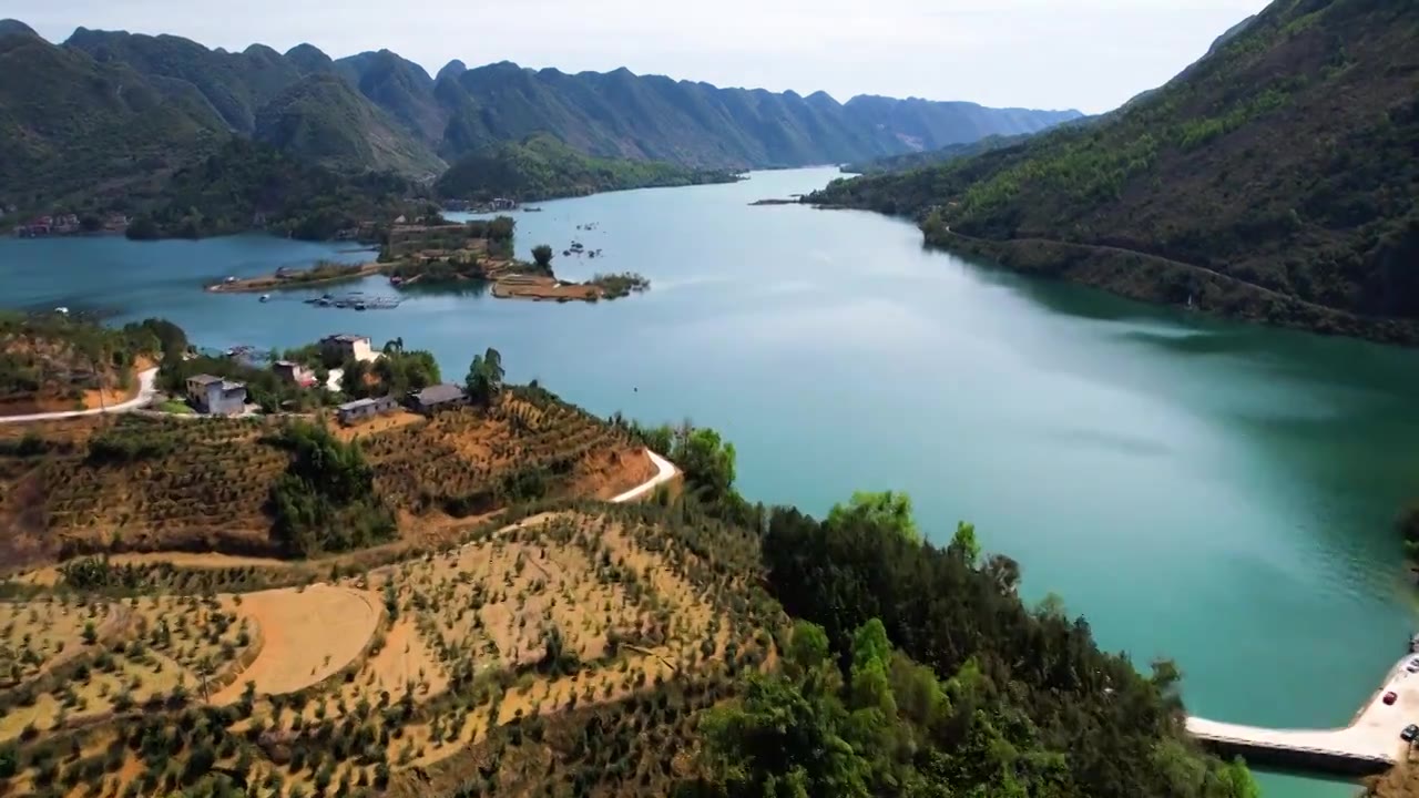 航拍广西河池红水河河流背景视频素材