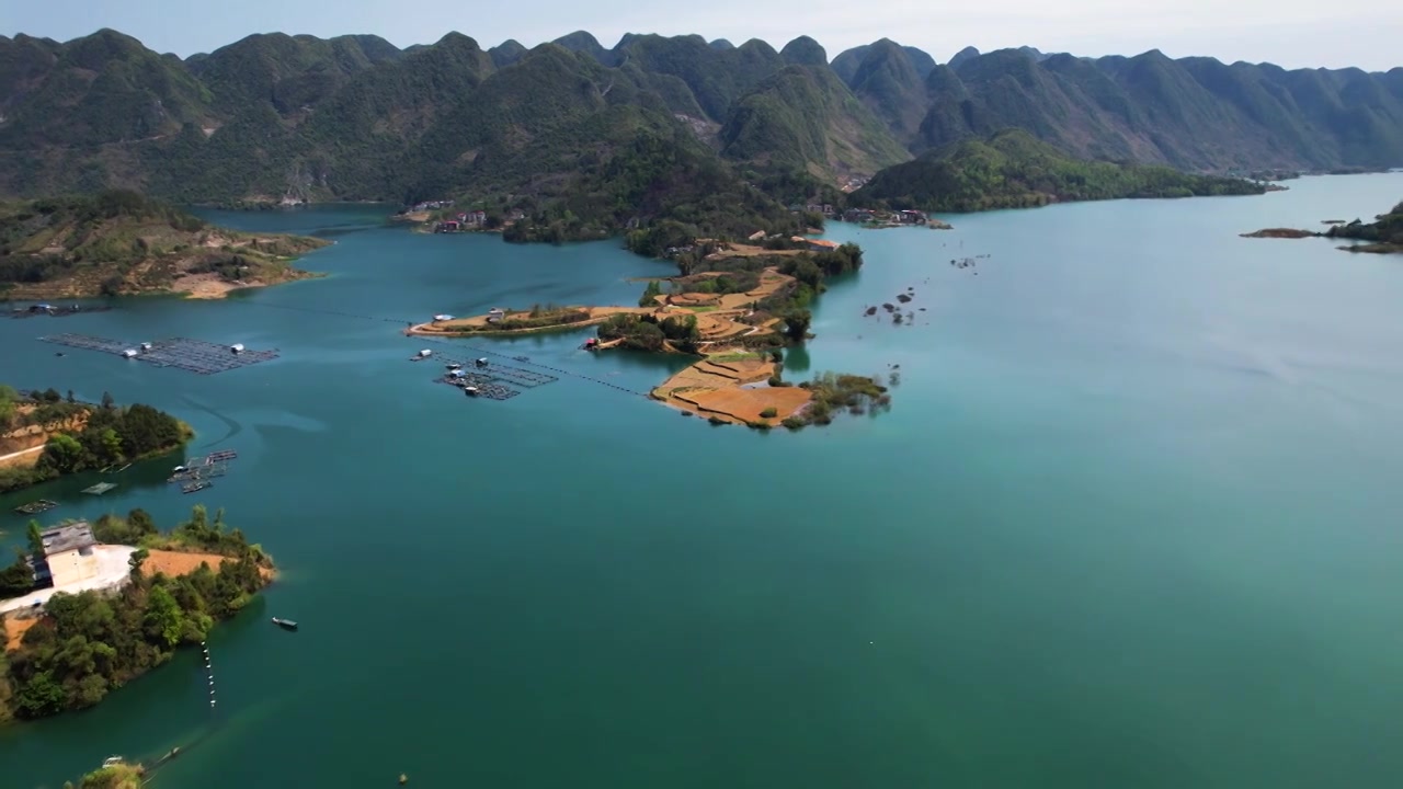 航拍广西河池红水河河流背景视频素材