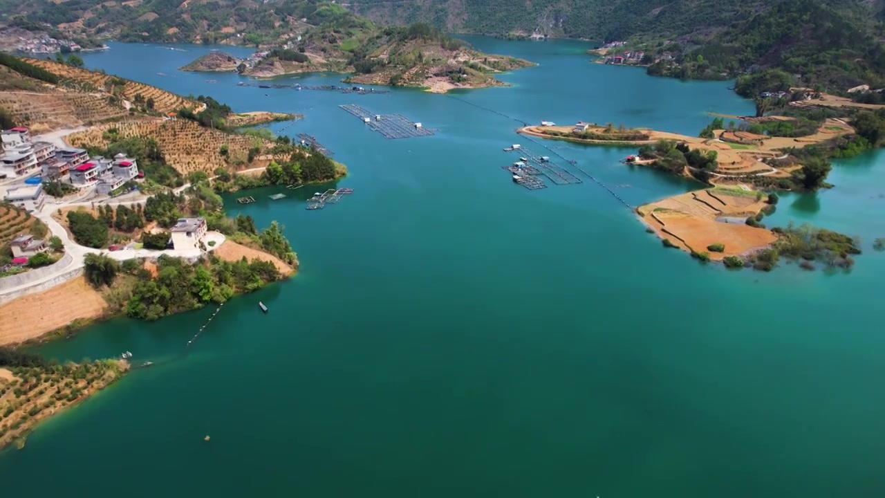 航拍广西河池红水河河流背景视频素材