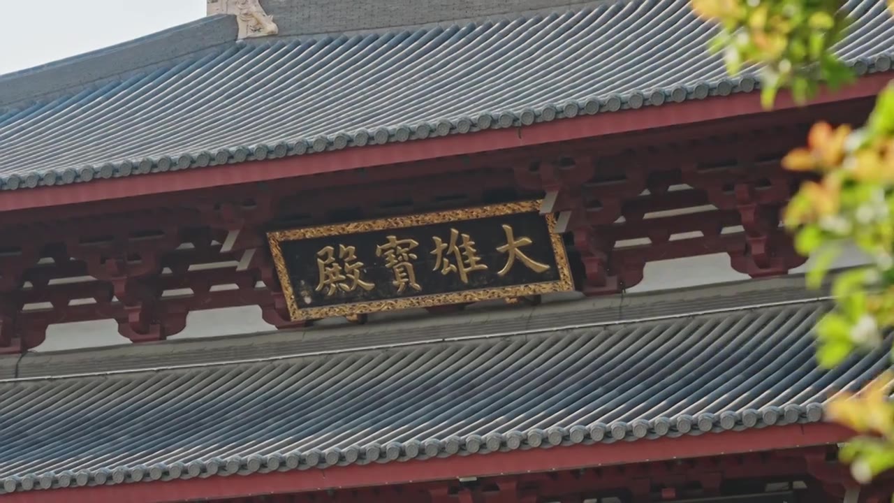 大雄宝殿寺庙上海嘉定南翔云翔寺中式建筑视频素材