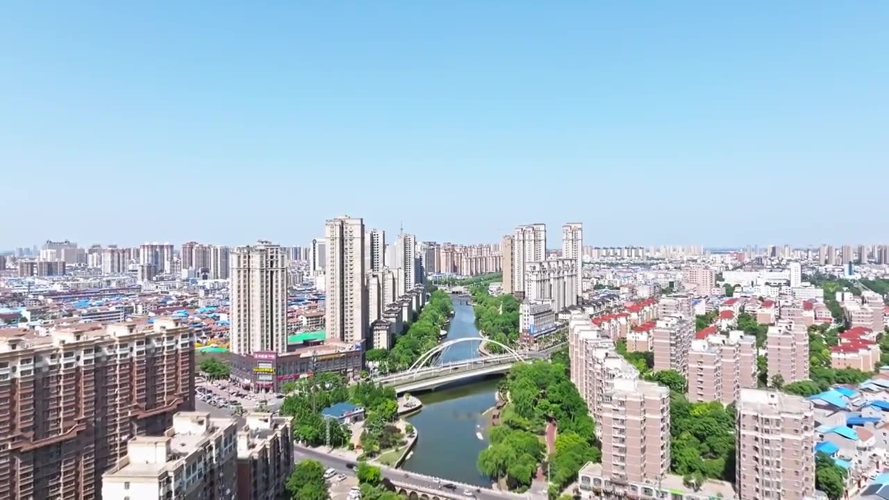 【合集】商丘市运河 长江西路桥航拍视频素材