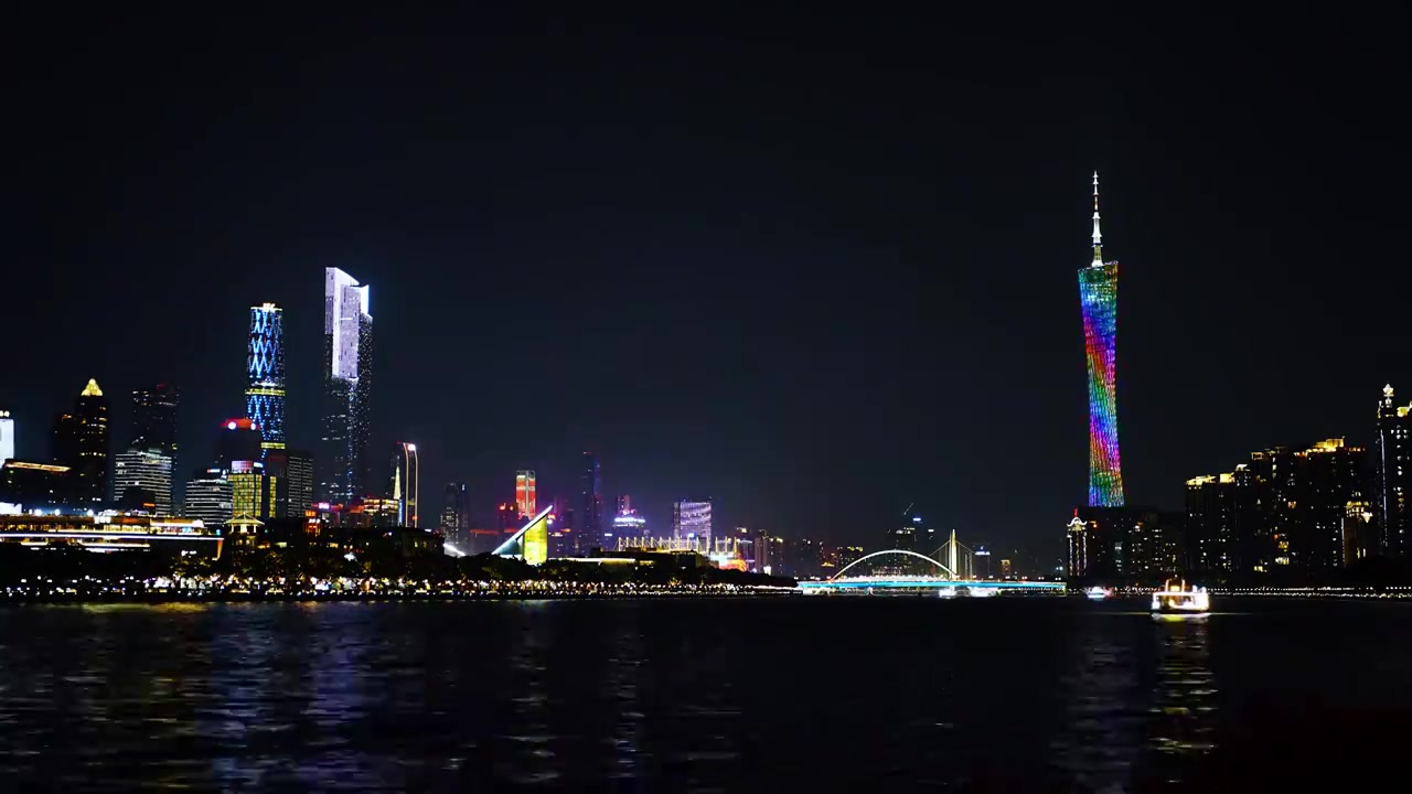 广州夜景延时【合集】广州塔夜晚珠江猎德大桥风光视频素材