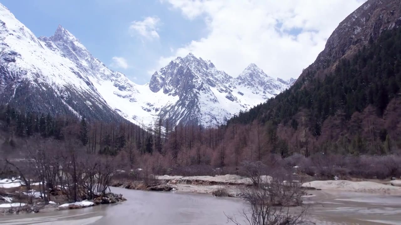 四川省阿坝藏族羌族自治州理县毕棚沟风景区航拍视频下载