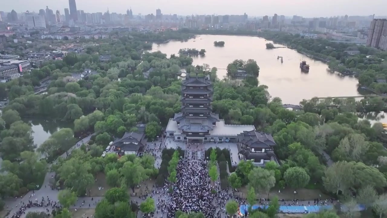 济南大明湖春色视频素材