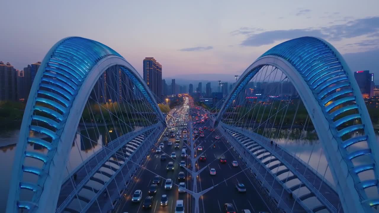 太原南中环桥航拍夜景合集视频素材