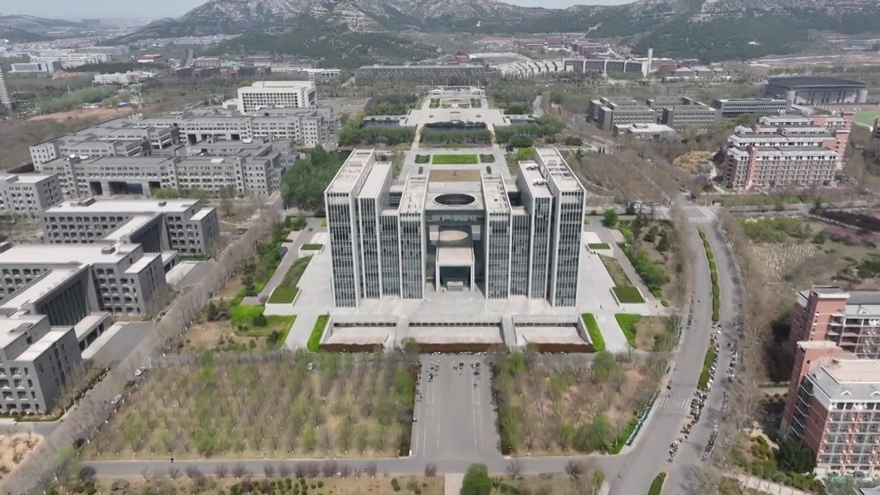 山东师范大学（长清湖校区）图书馆航拍视频素材