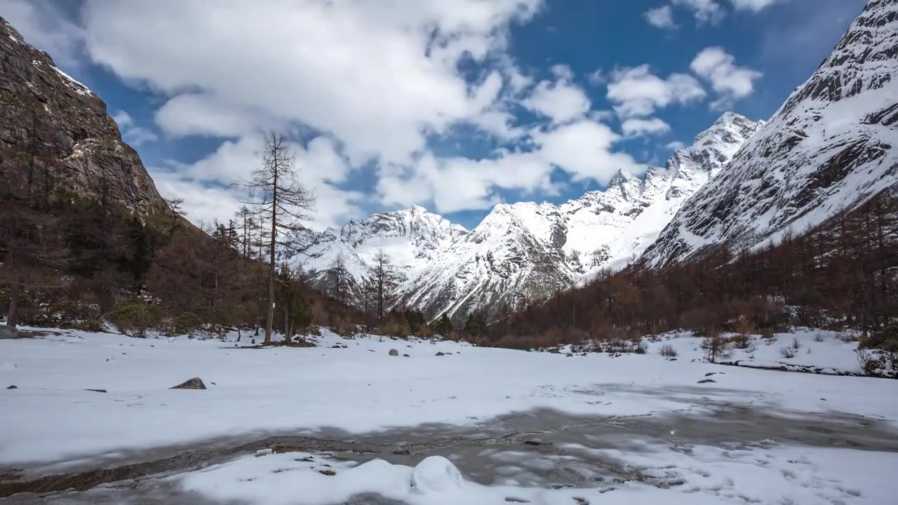 四川省理县毕棚沟风景区 雪山延时摄影视频下载