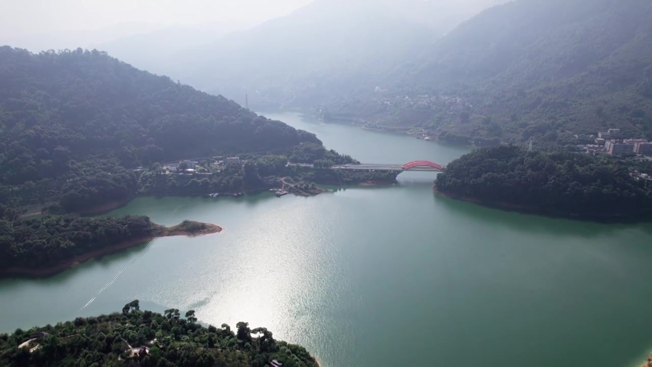 广州市从化区良口镇流溪湖景区航拍视频素材