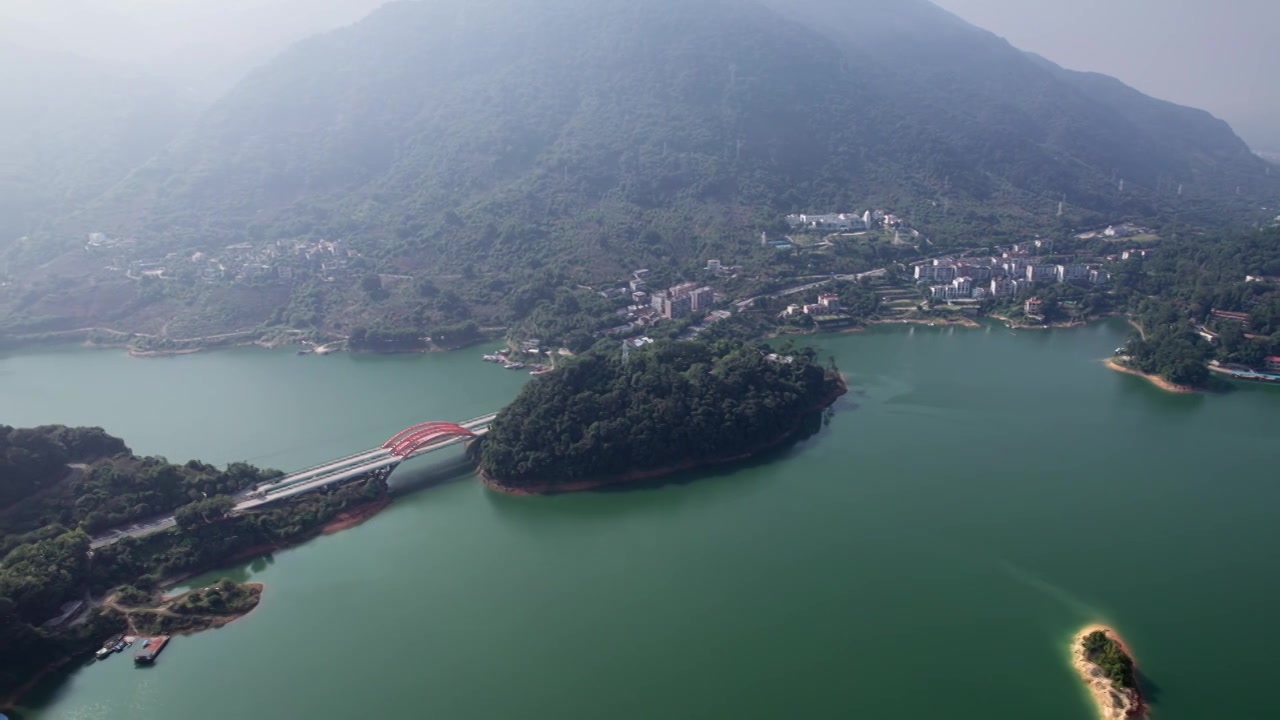 广州市从化区良口镇流溪湖景区航拍视频素材