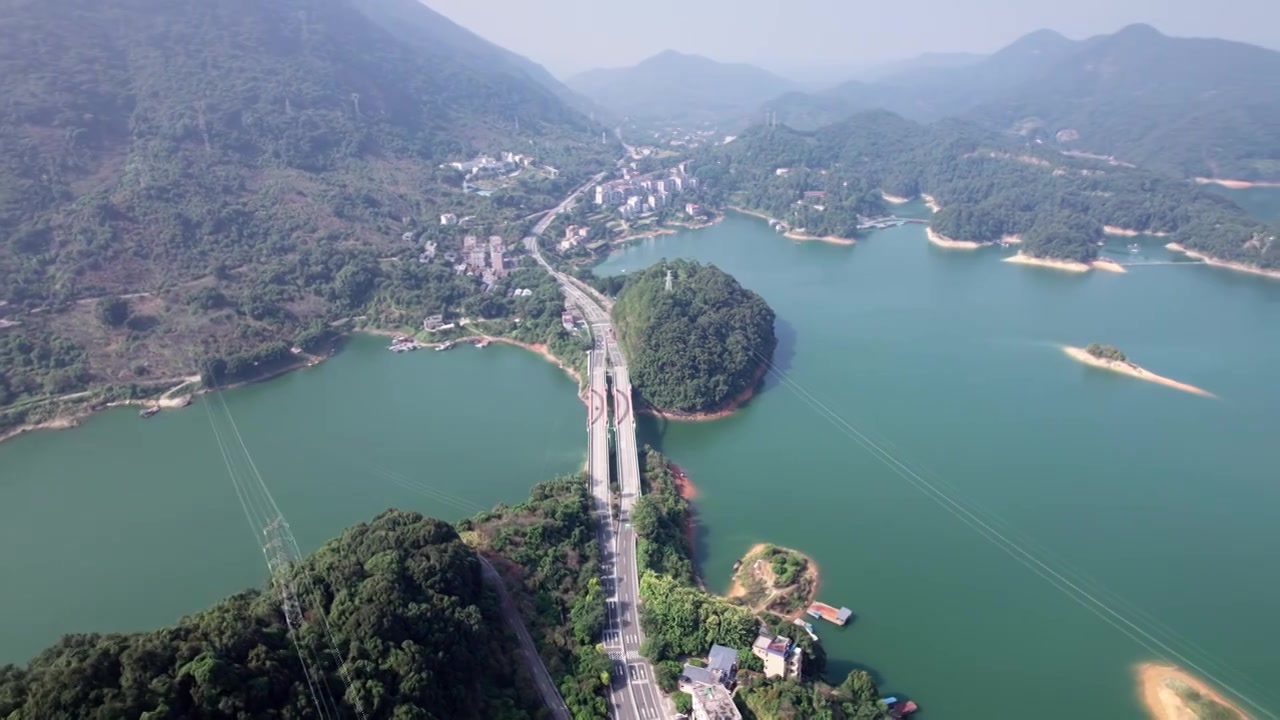 广州市从化区良口镇流溪湖景区航拍视频素材