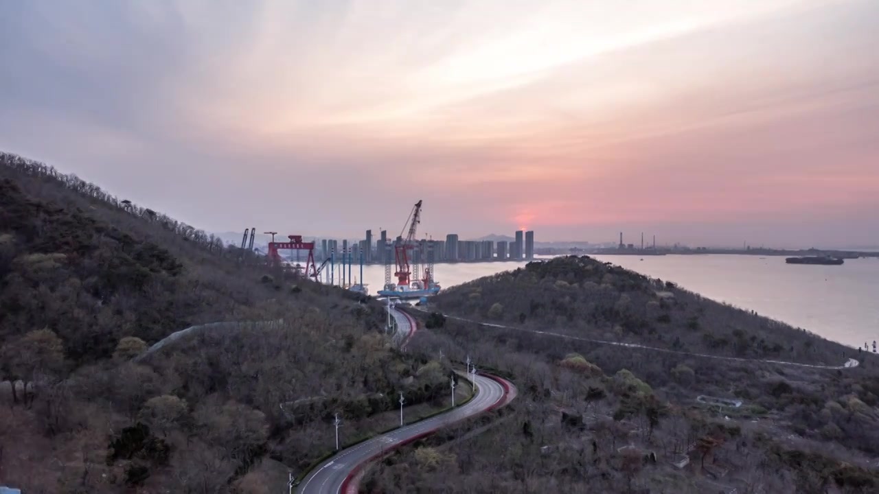 青岛海岸线日转夜延时视频素材