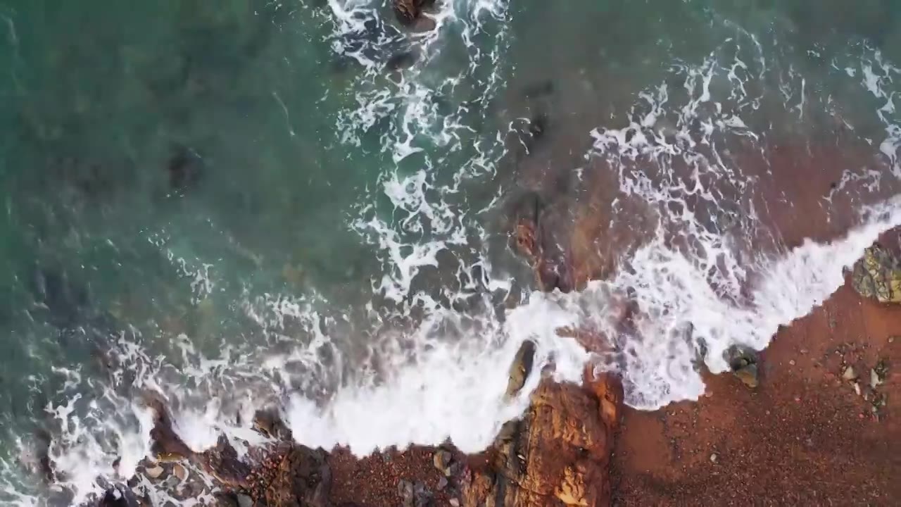 青岛的海边，海岸线航拍视频素材