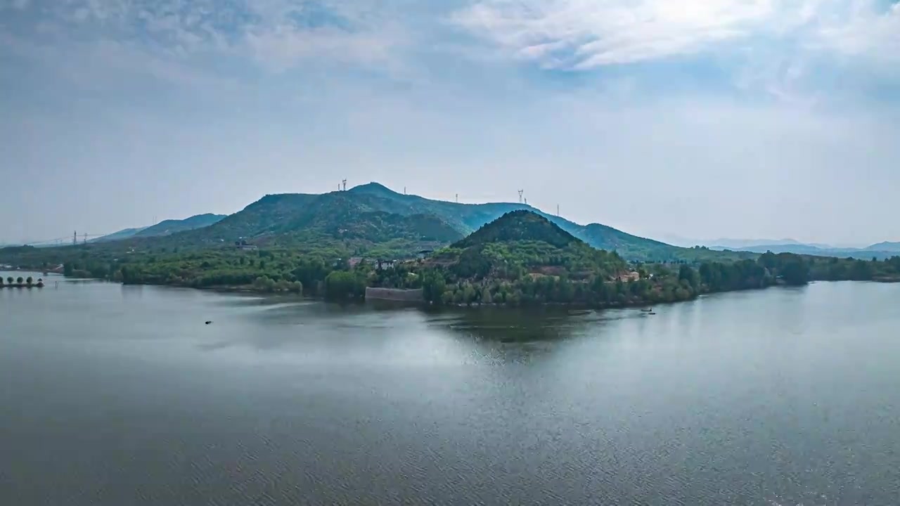 济南崮头水库航拍延时视频素材