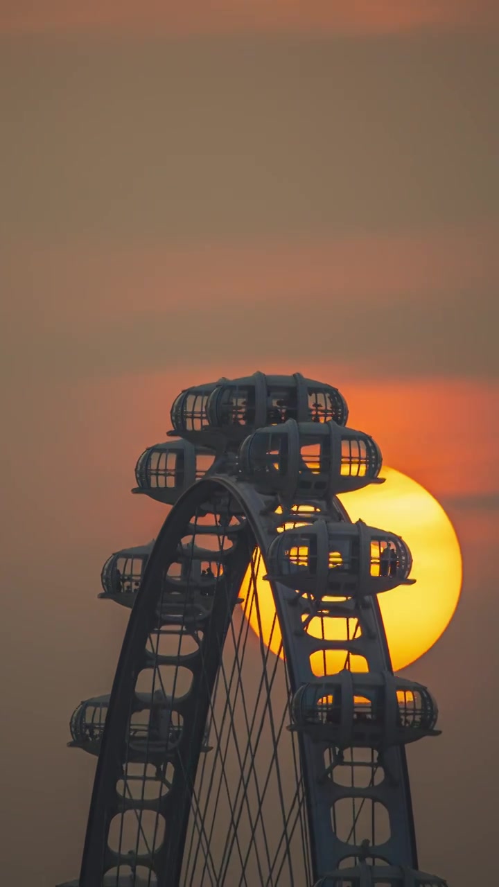 深圳前海欢乐港湾湾区之光摩天轮日落视频素材