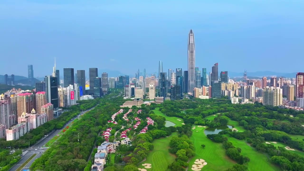 航拍深圳港珠澳大湾区CBD都市摩天大楼视频素材