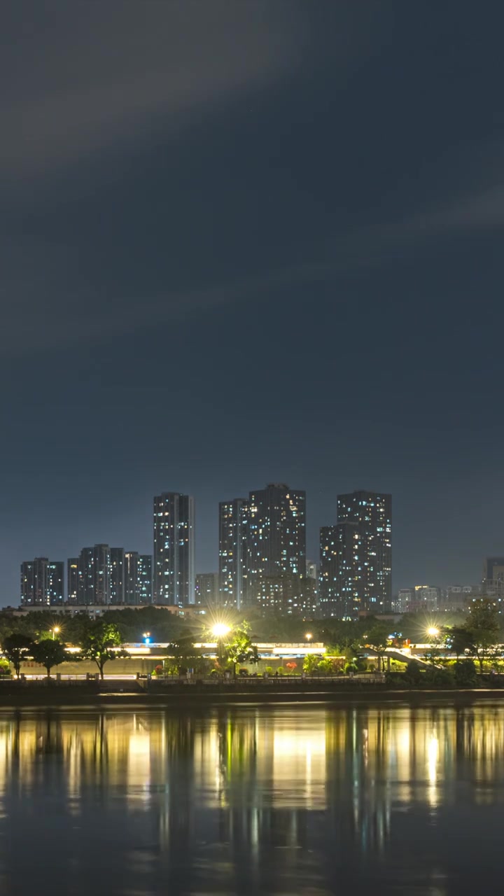 航拍福州蓝调夜景雷暴都市延迟风光视频素材