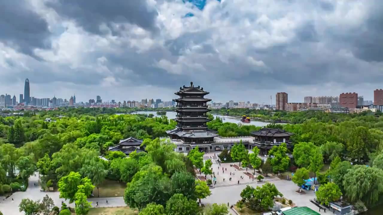 济南超然楼航拍延时视频素材