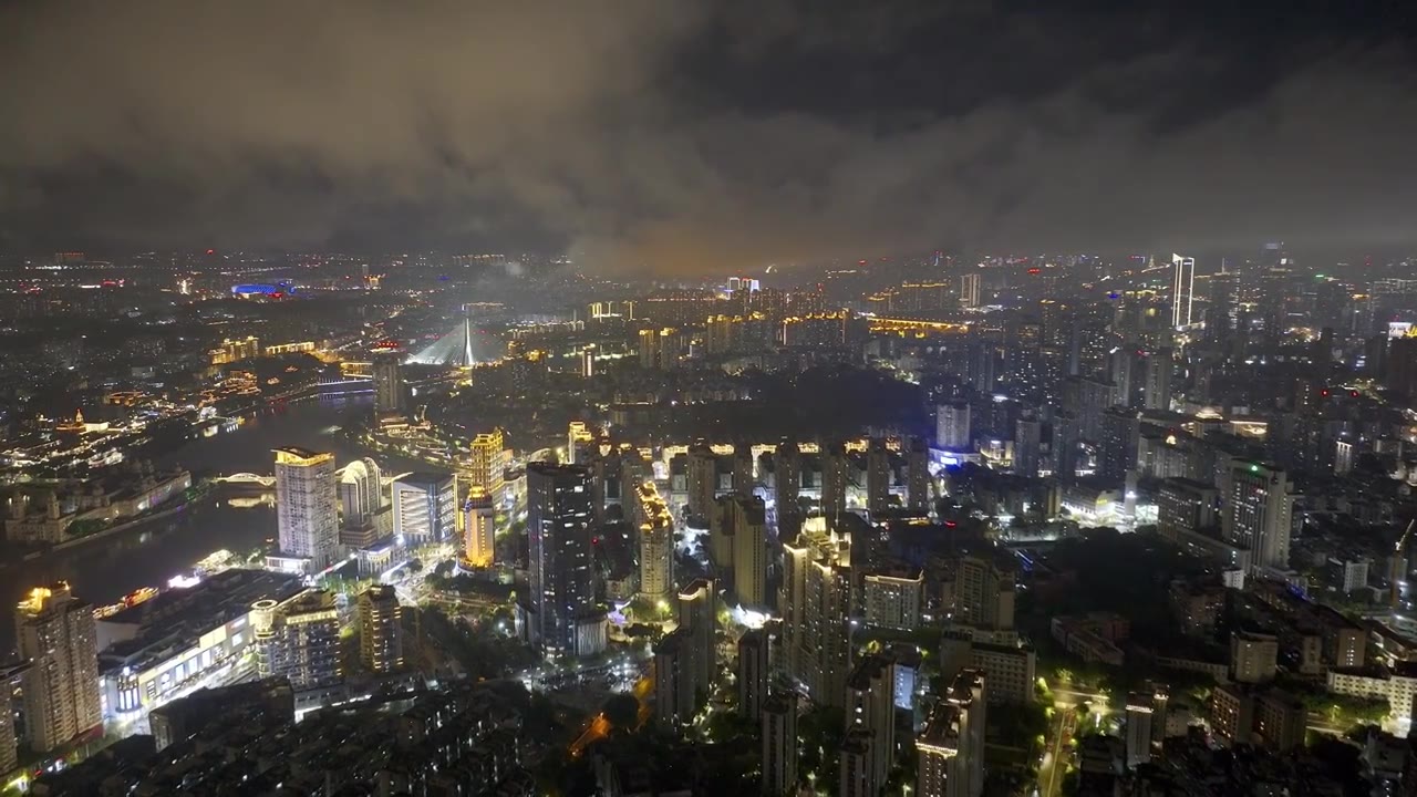 航拍福州蓝调夜景都市风光视频素材